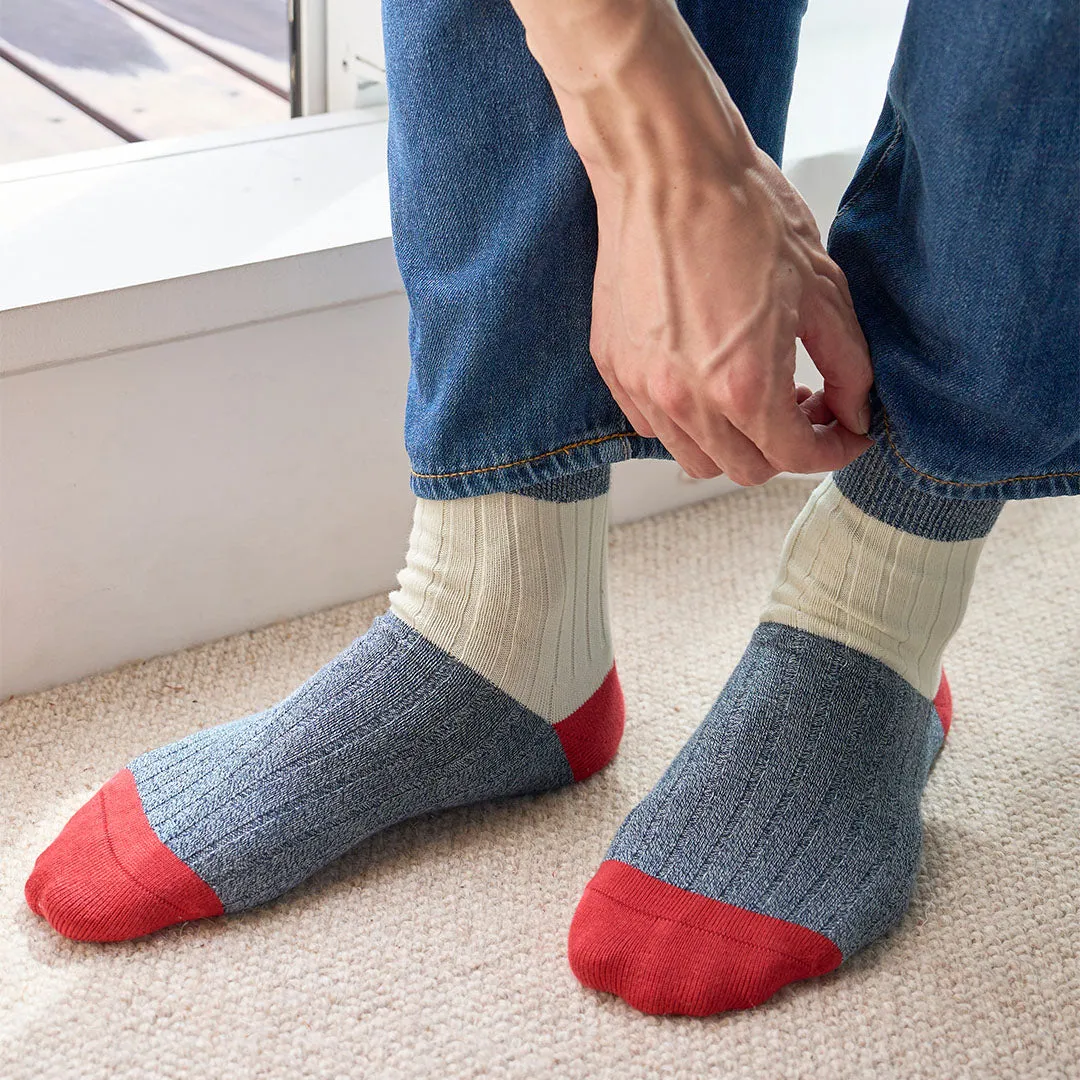 062131155 Bicolour Panel Rib Ankle Socks L