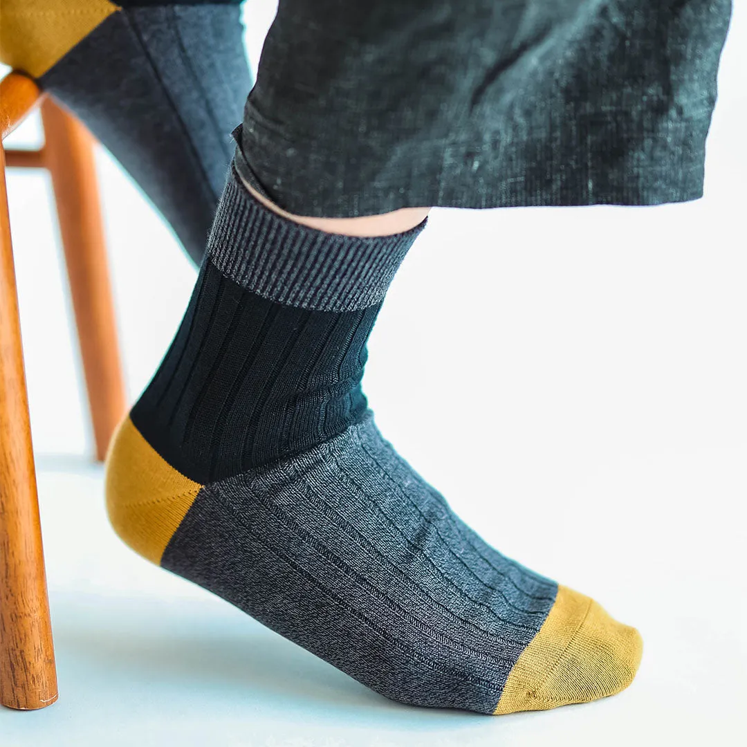 062131155 Bicolour Panel Rib Ankle Socks L