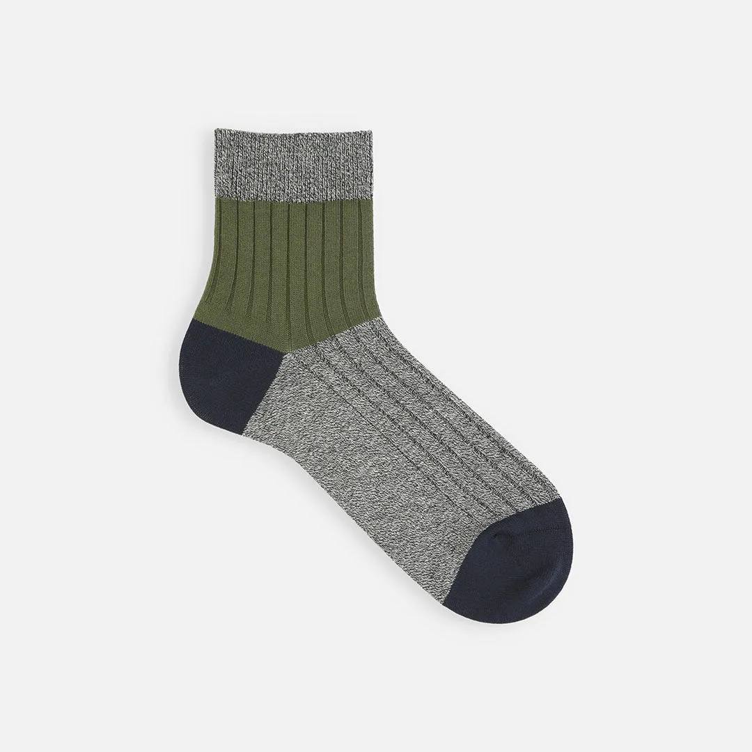 062131155 Bicolour Panel Rib Ankle Socks L