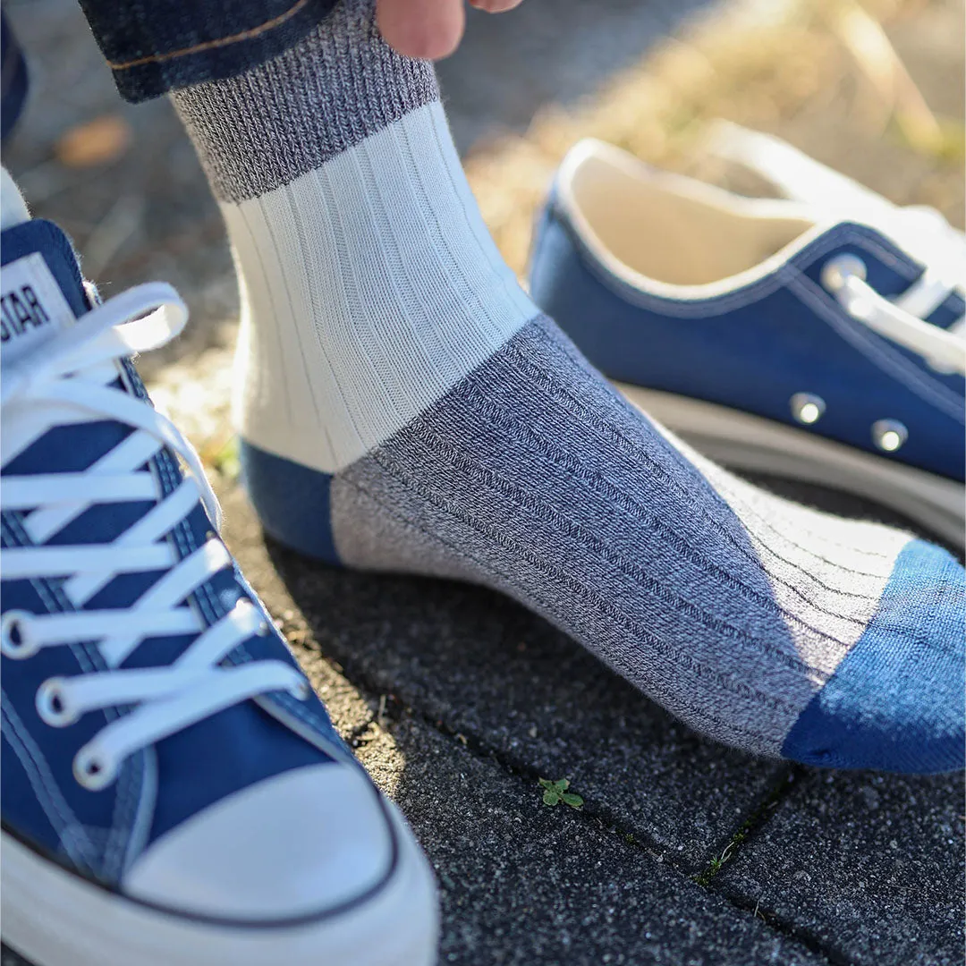 062131155 Bicolour Panel Rib Ankle Socks L