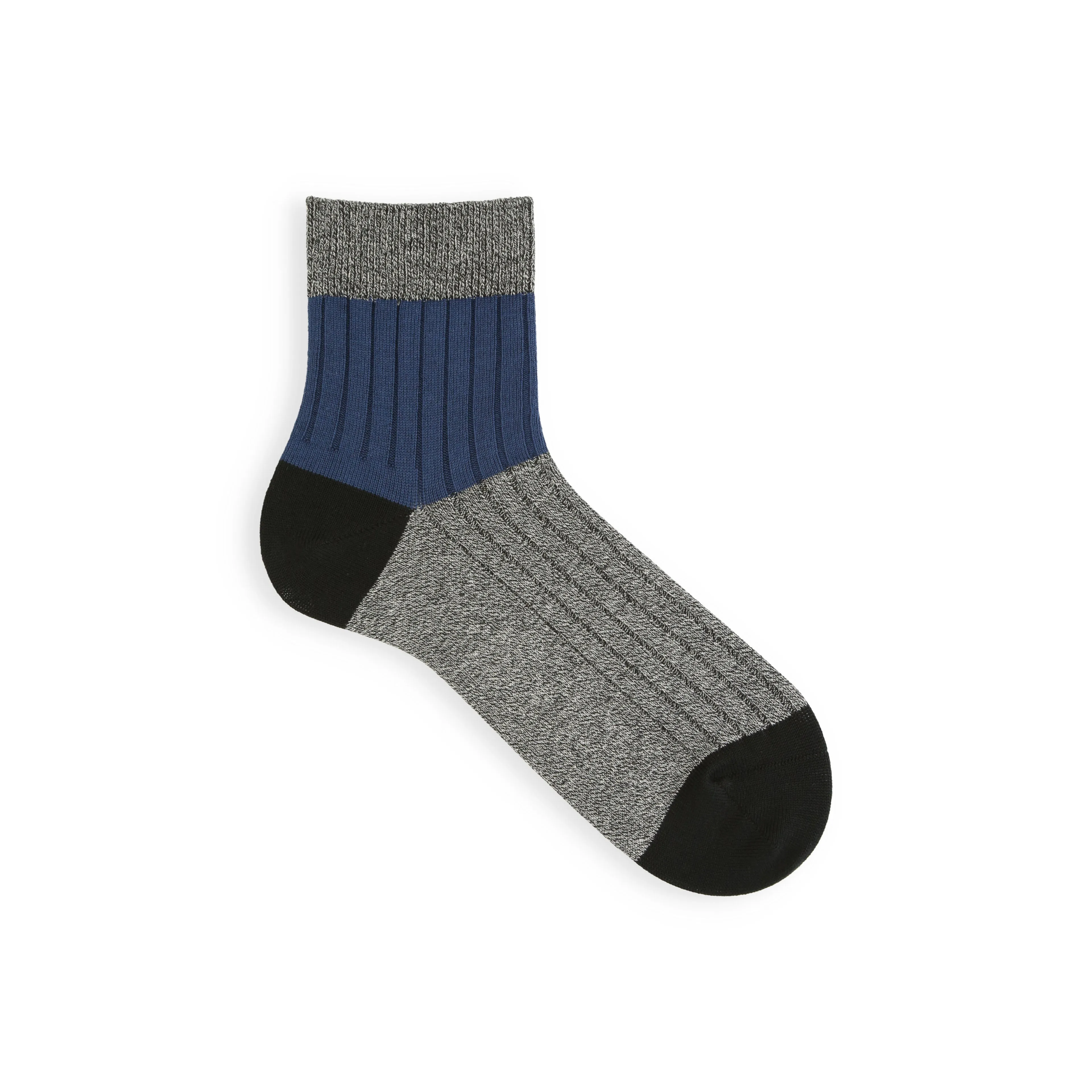062131155 Bicolour Panel Rib Ankle Socks L