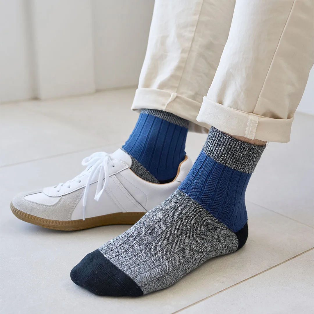 062131155 Bicolour Panel Rib Ankle Socks L