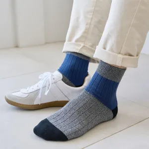 062131155 Bicolour Panel Rib Ankle Socks L
