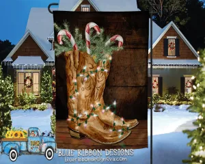 12X18" Single or Double Sided Christmas Boots Garden Flag