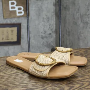 A New Day Womens Buckle Slip On Sandals 167602b39c8b1a Brown 11M