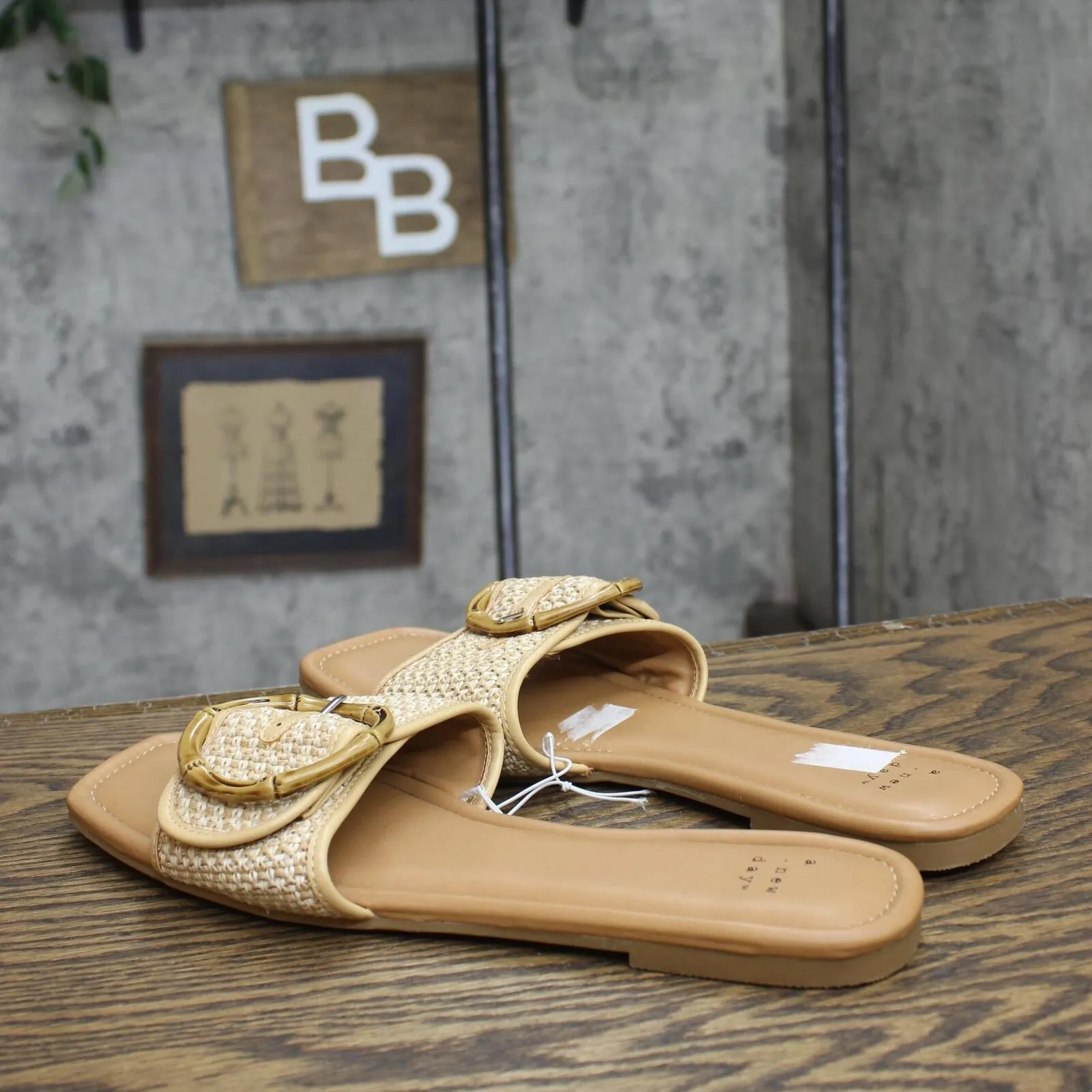 A New Day Womens Buckle Slip On Sandals 167602b39c8b1a Brown 11M