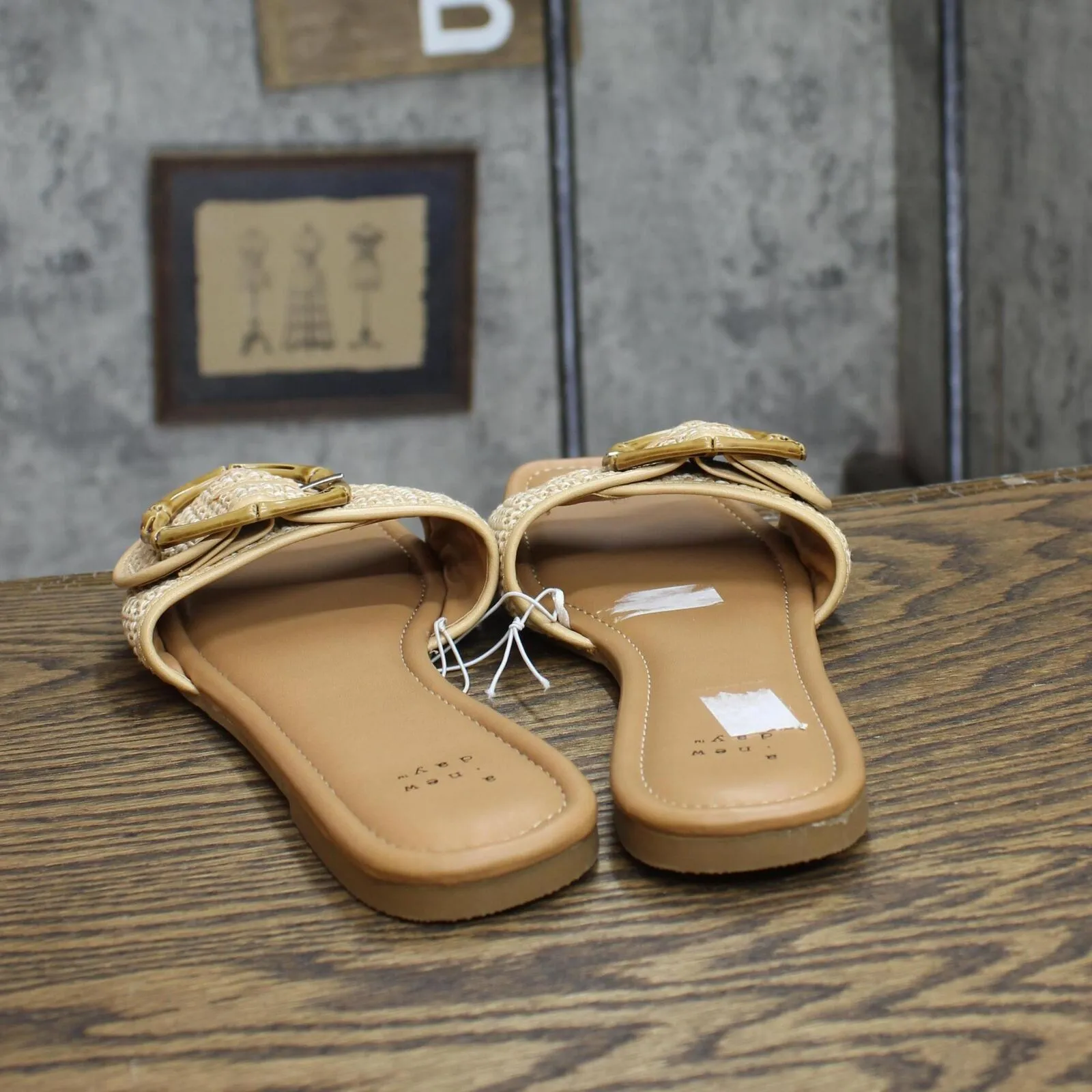 A New Day Womens Buckle Slip On Sandals 167602b39c8b1a Brown 11M