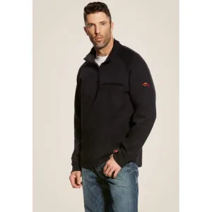 Ariat Men's Flame Resistant Rev 1/4 Zip Top Flame Resist Fleece - Black- 10023985