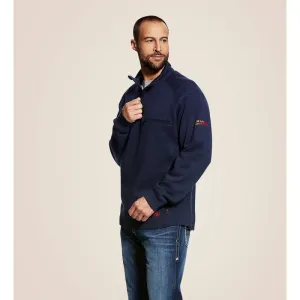 Ariat Men's Flame Resistant Rev 1/4 Zip Top Flame Resistant Fleece - Navy- 10022333