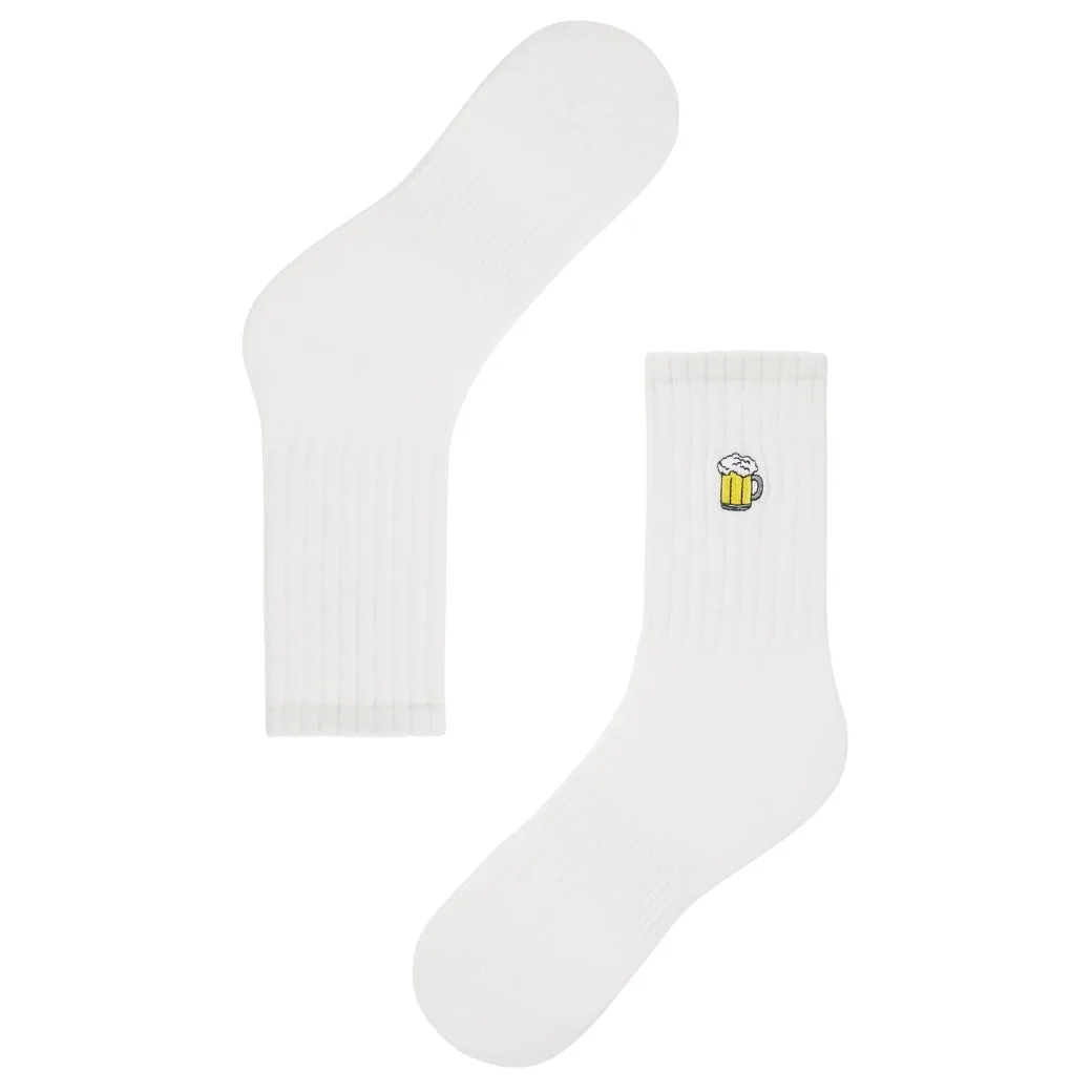Basic Crew Socks with Beer Stein Embroidery