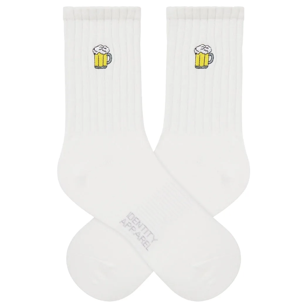 Basic Crew Socks with Beer Stein Embroidery