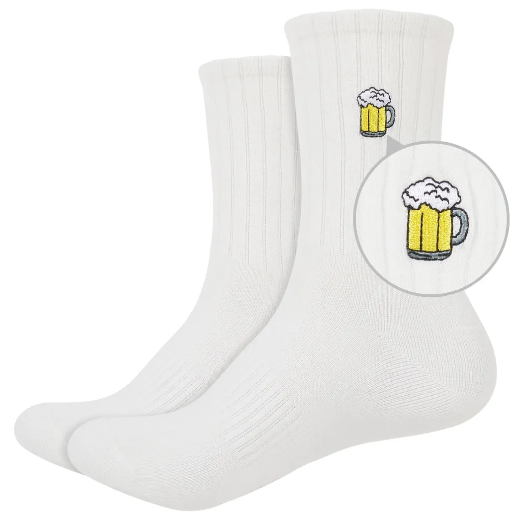 Basic Crew Socks with Beer Stein Embroidery