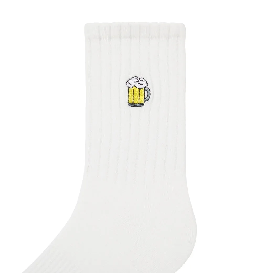 Basic Crew Socks with Beer Stein Embroidery