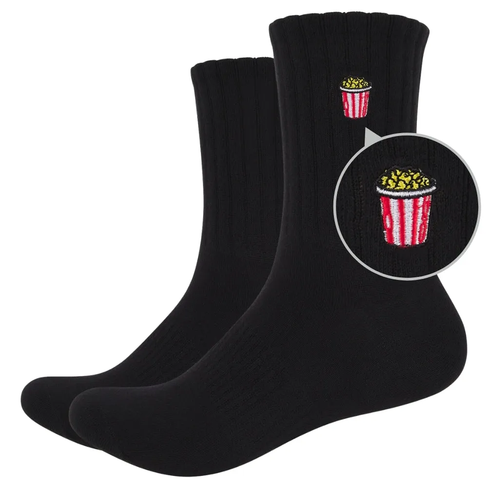 Basic Crew Socks with Popcorn Embroidery