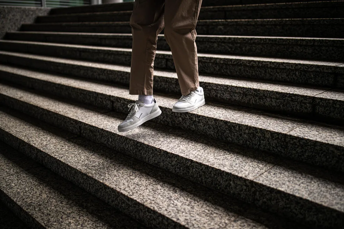 Baskets de marche en cuir homme, Walk Protect blanche