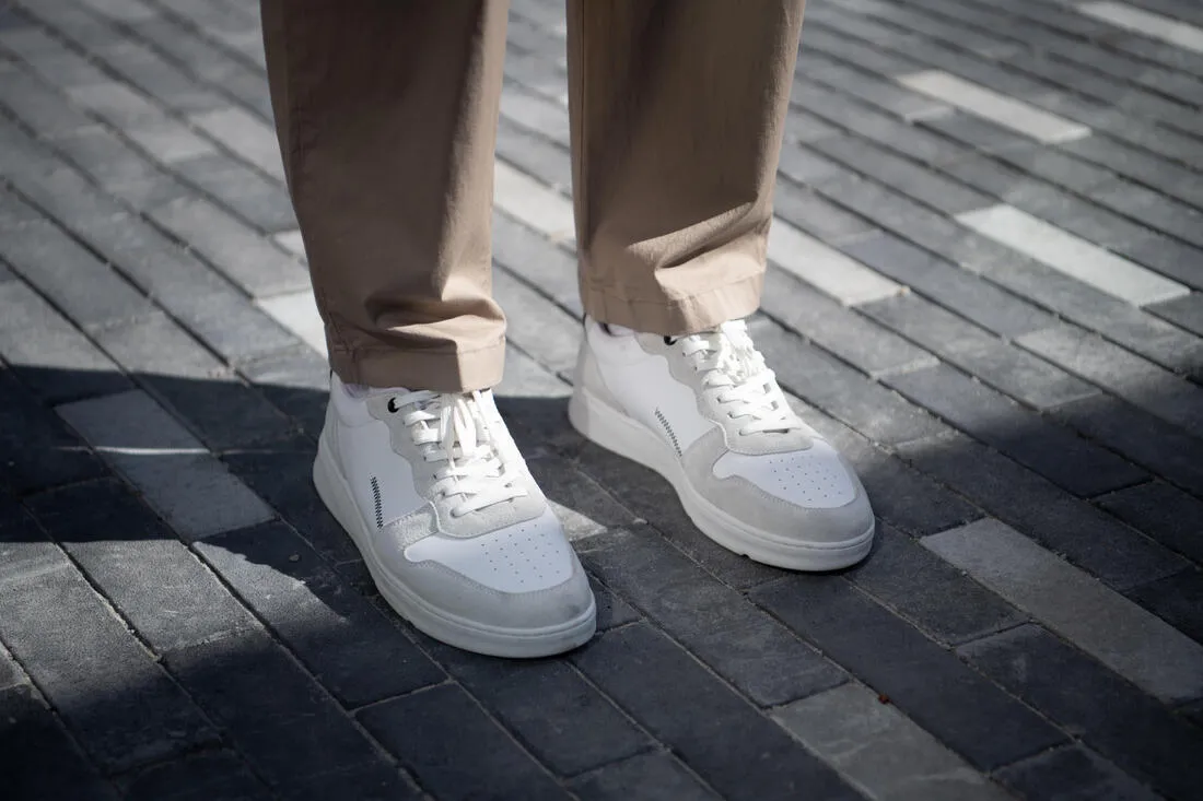 Baskets de marche en cuir homme, Walk Protect blanche