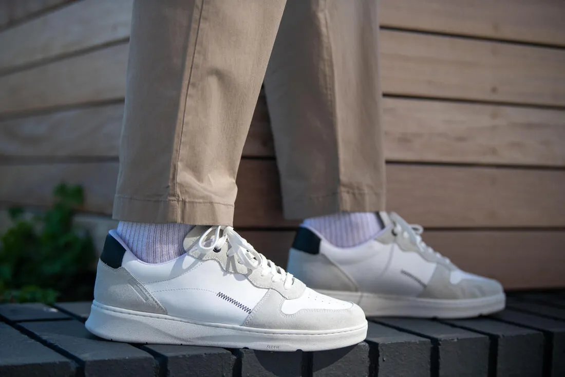 Baskets de marche en cuir homme, Walk Protect blanche
