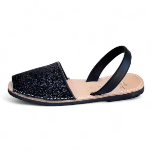 Black Glitter Avarca Sandals