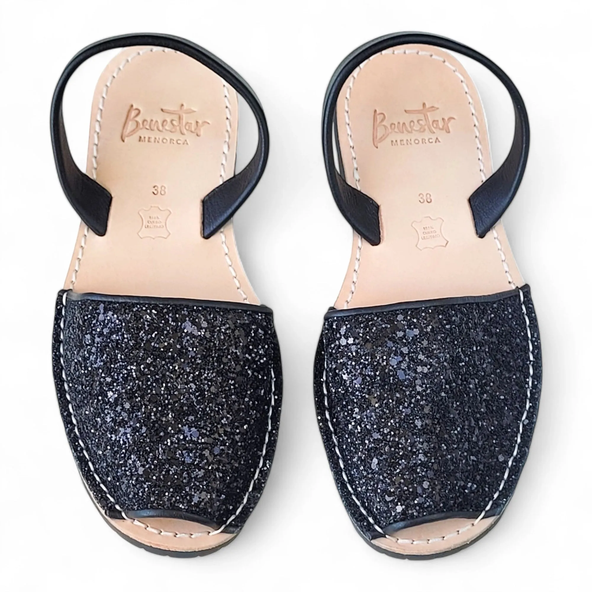 Black Glitter Avarca Sandals