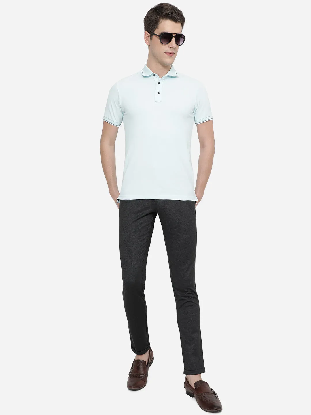 Black Solid Venice Fit Casual Trouser | JadeBlue