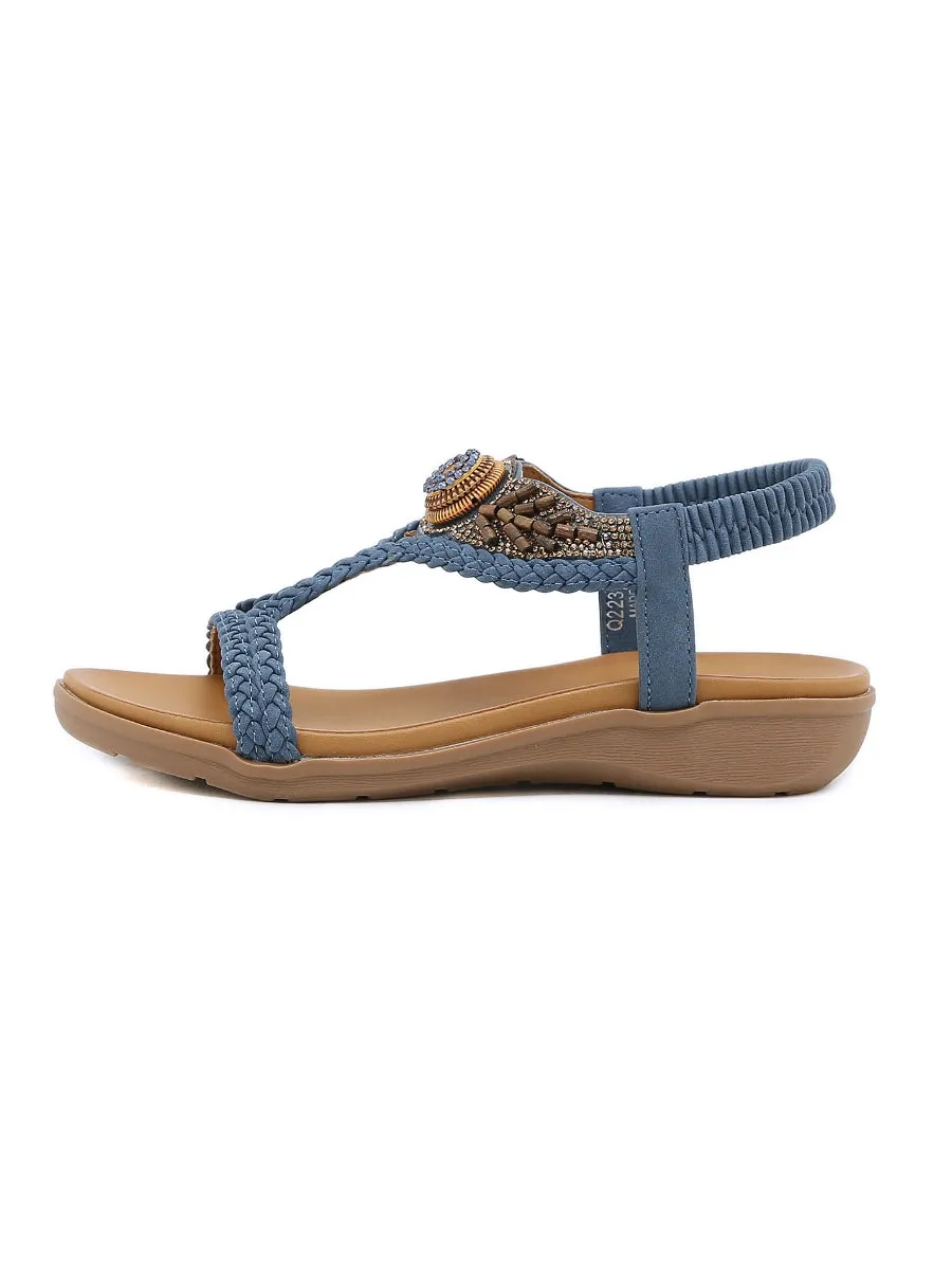 Bohemia Wing Beaded Slingback Blue