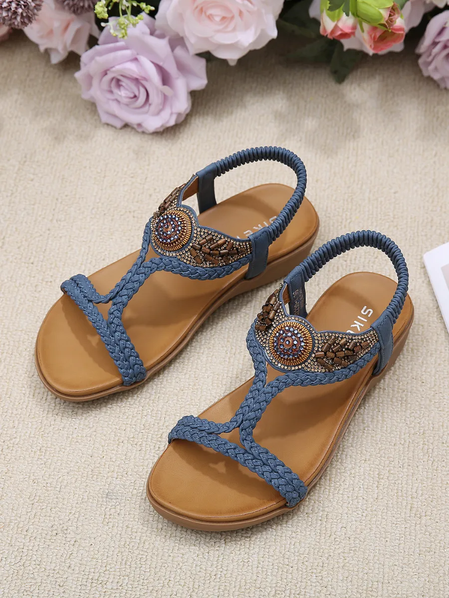 Bohemia Wing Beaded Slingback Blue