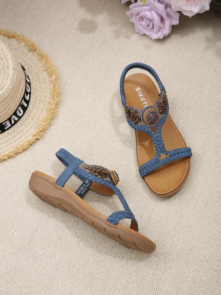 Bohemia Wing Beaded Slingback Blue