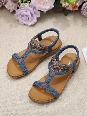Bohemia Wing Beaded Slingback Blue