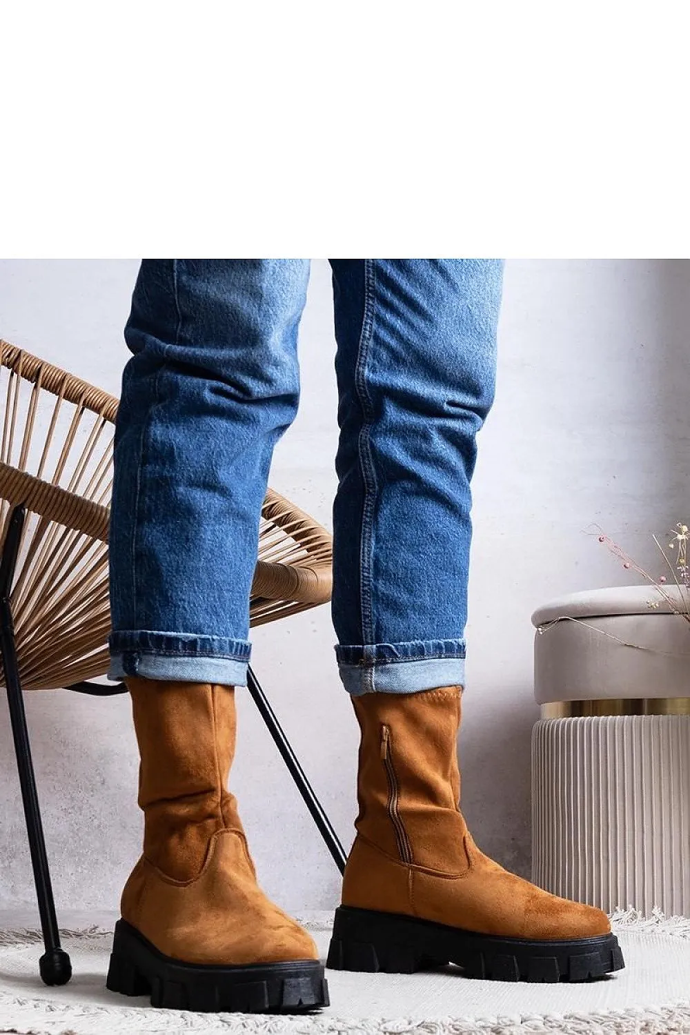 Brown platform ankle boots