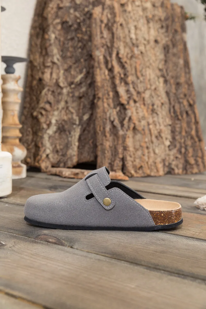 Buckle Suede Classic Grey Clogs