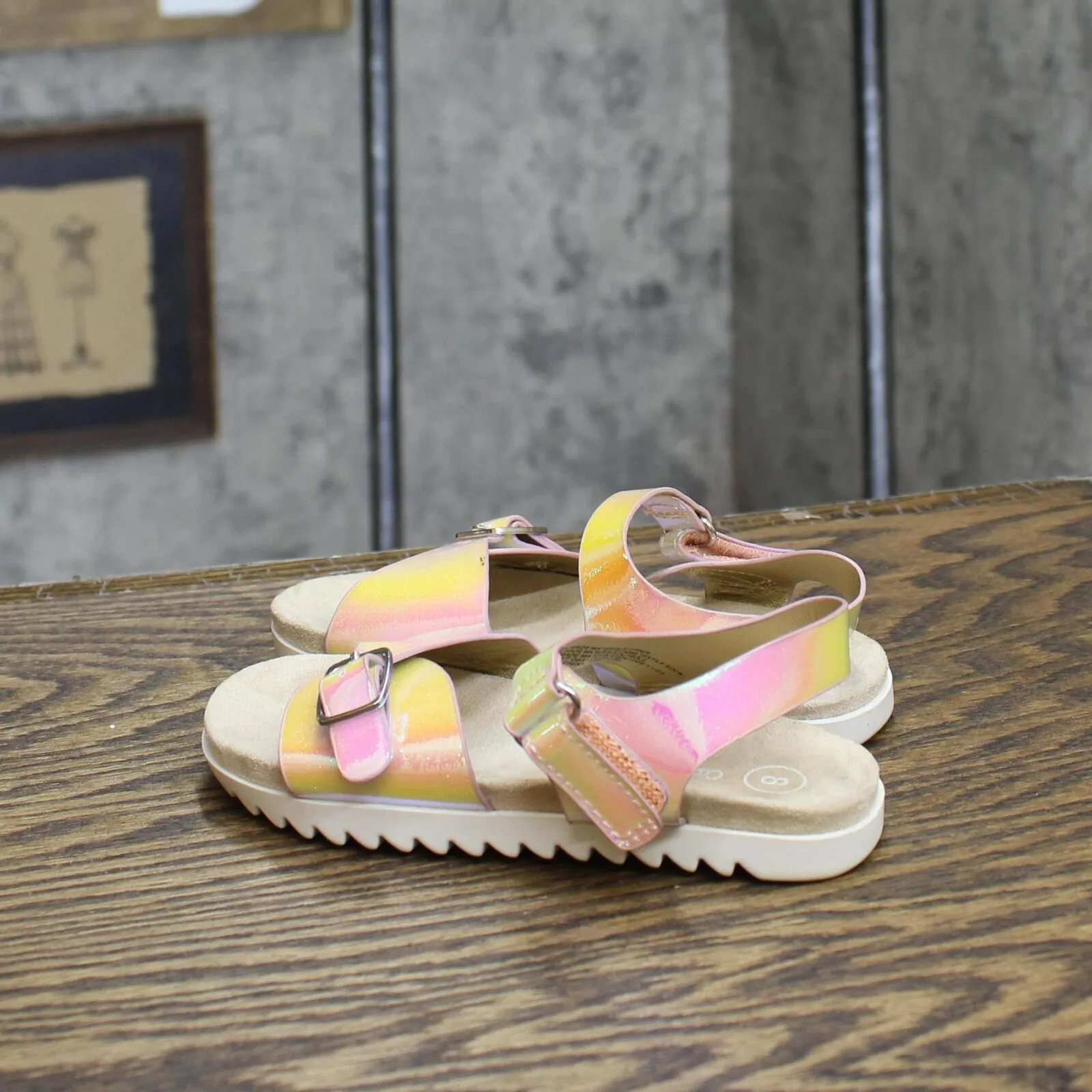 Cat & Jack Toddler Girls Shiny Sandals 166cd692141be3 Rainbow Multicolor 8T