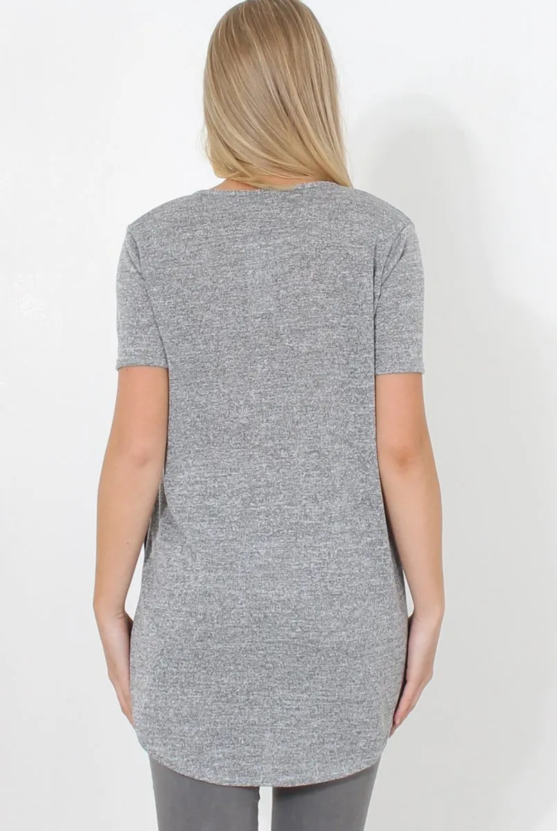 Cat Grey Zip Detail Top
