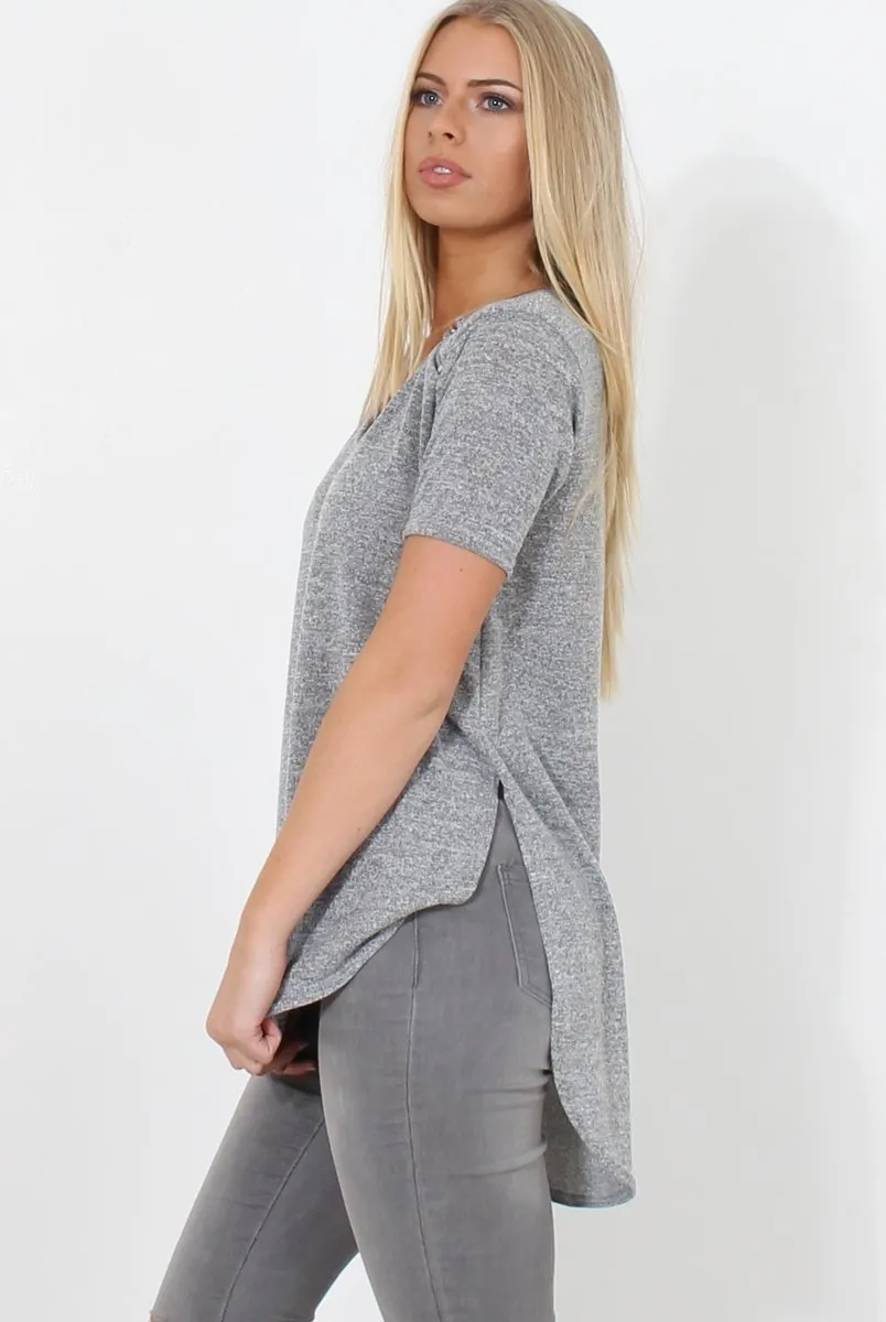 Cat Grey Zip Detail Top