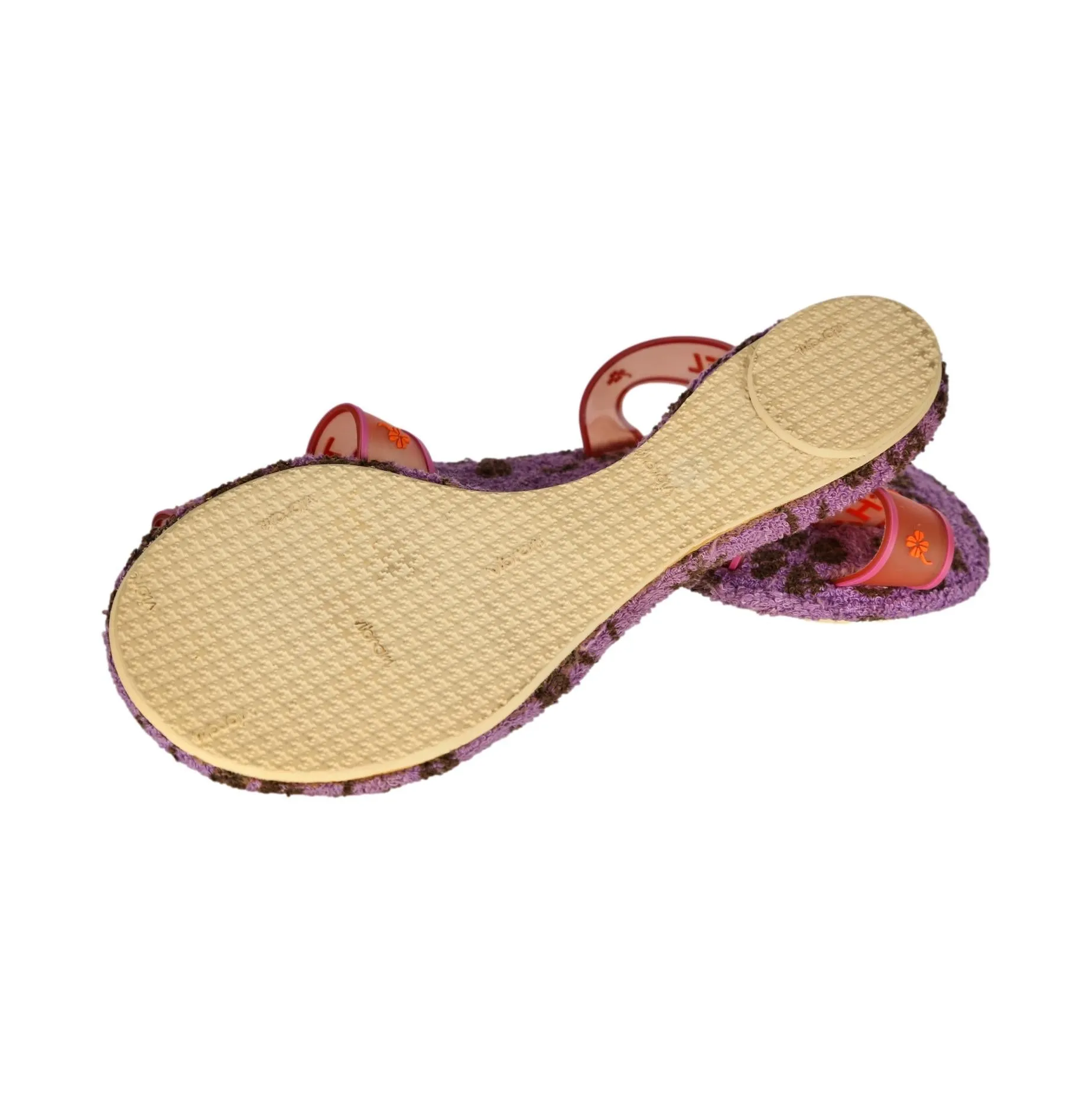 Chanel Purple Terrycloth Logo Sandals