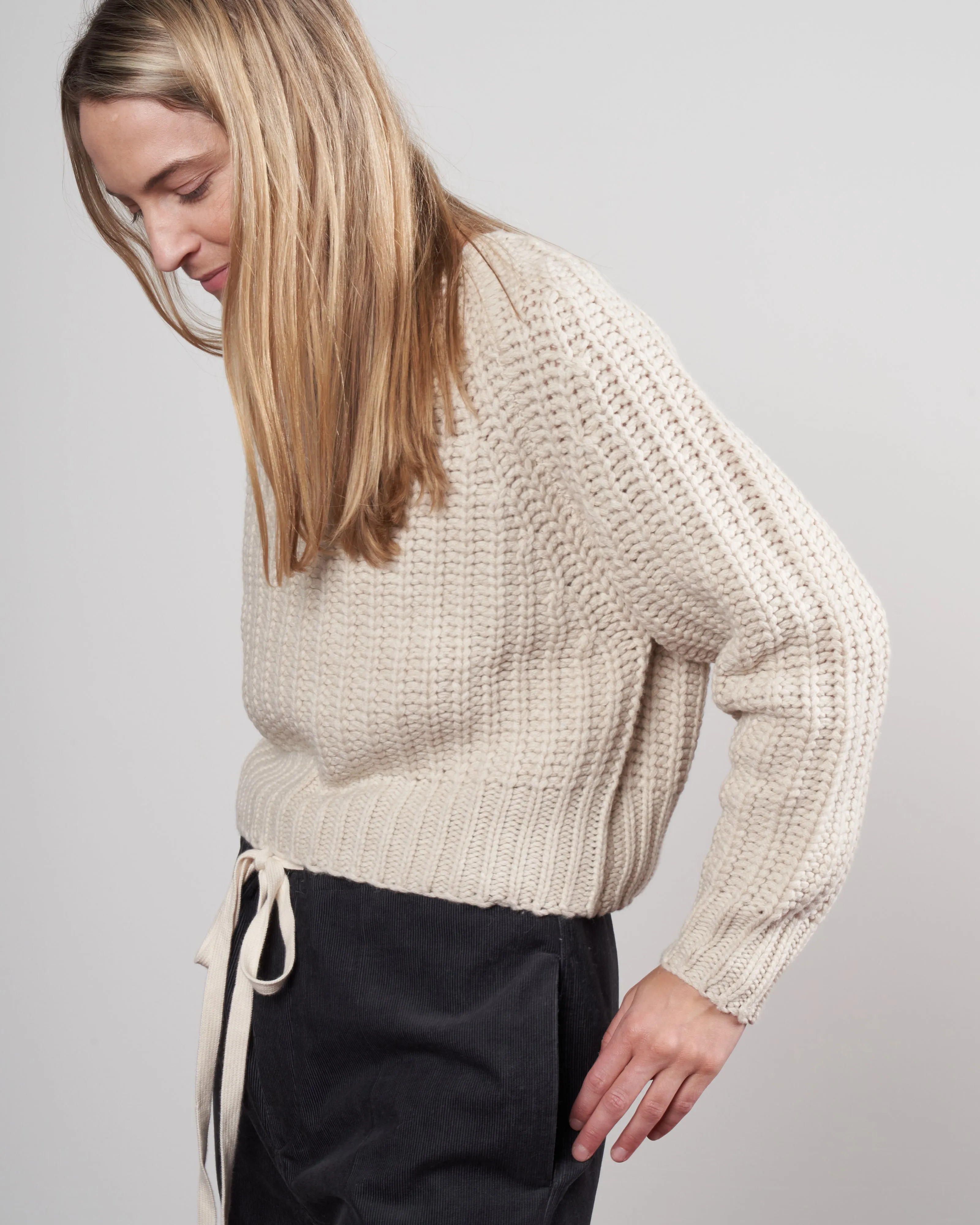 chunky cropped sweater - off white