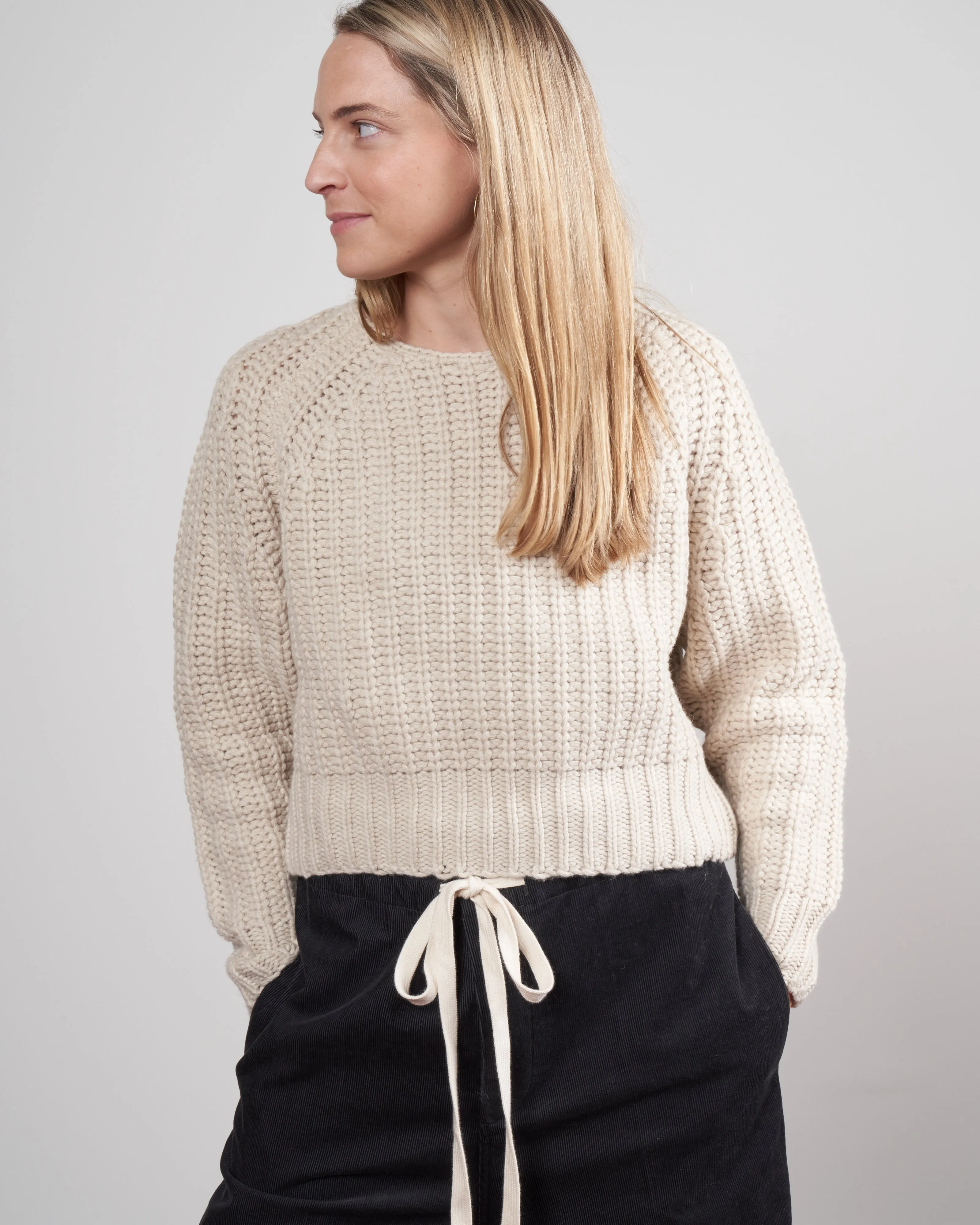 chunky cropped sweater - off white