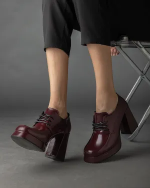 Chunky Loafer Pumps in Burgundy