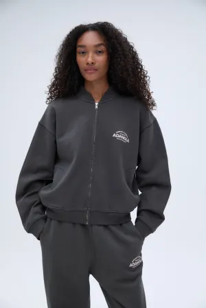 Classics Distressed Full Zip Sweatshirt - Charcoal Grey/Blush Pink