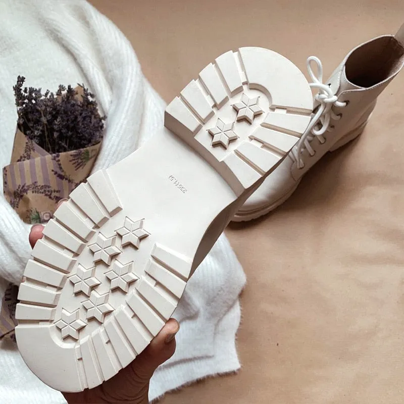 Cow Leather Cross-Tied Round Toe Lady Fashion Boots