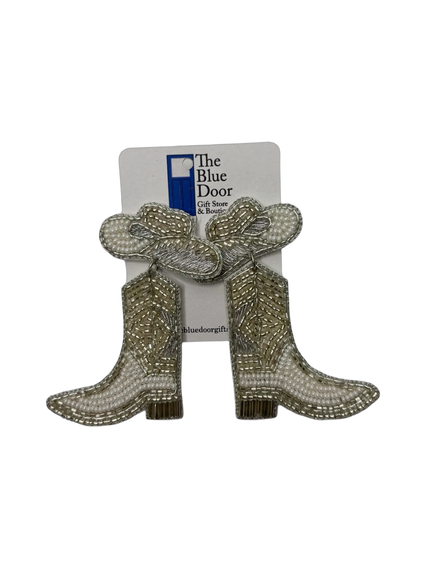 Cowgirl White Boots and Hat Beaded Earrings