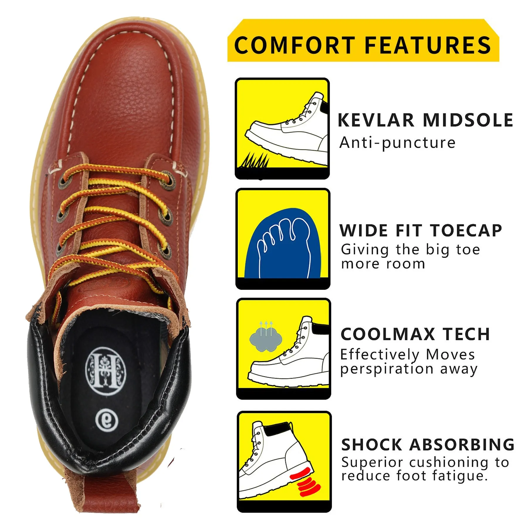 CW 303 Work Boots 6 inch for Men Water Resistant Moc Toe