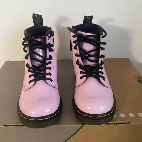 Dr. Martens 1460 Pink Leather Lace Up Zip Ankle Boots Toddler -Size 8 C