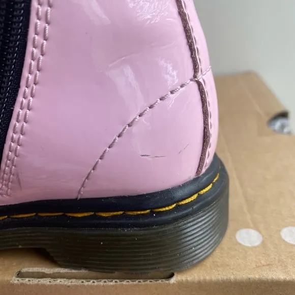Dr. Martens 1460 Pink Leather Lace Up Zip Ankle Boots Toddler -Size 8 C