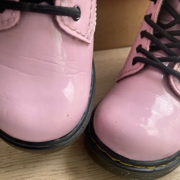 Dr. Martens 1460 Pink Leather Lace Up Zip Ankle Boots Toddler -Size 8 C