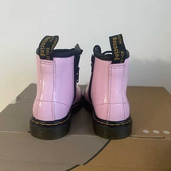 Dr. Martens 1460 Pink Leather Lace Up Zip Ankle Boots Toddler -Size 8 C