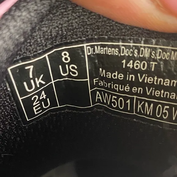 Dr. Martens 1460 Pink Leather Lace Up Zip Ankle Boots Toddler -Size 8 C