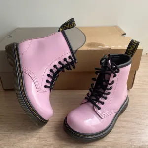 Dr. Martens 1460 Pink Leather Lace Up Zip Ankle Boots Toddler -Size 8 C