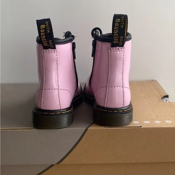 Dr. Martens 1460 Pink Leather Lace Up Zip Ankle Boots Toddler -Size 8 C