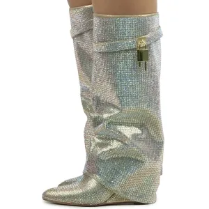 Drape Rhinestone Boot