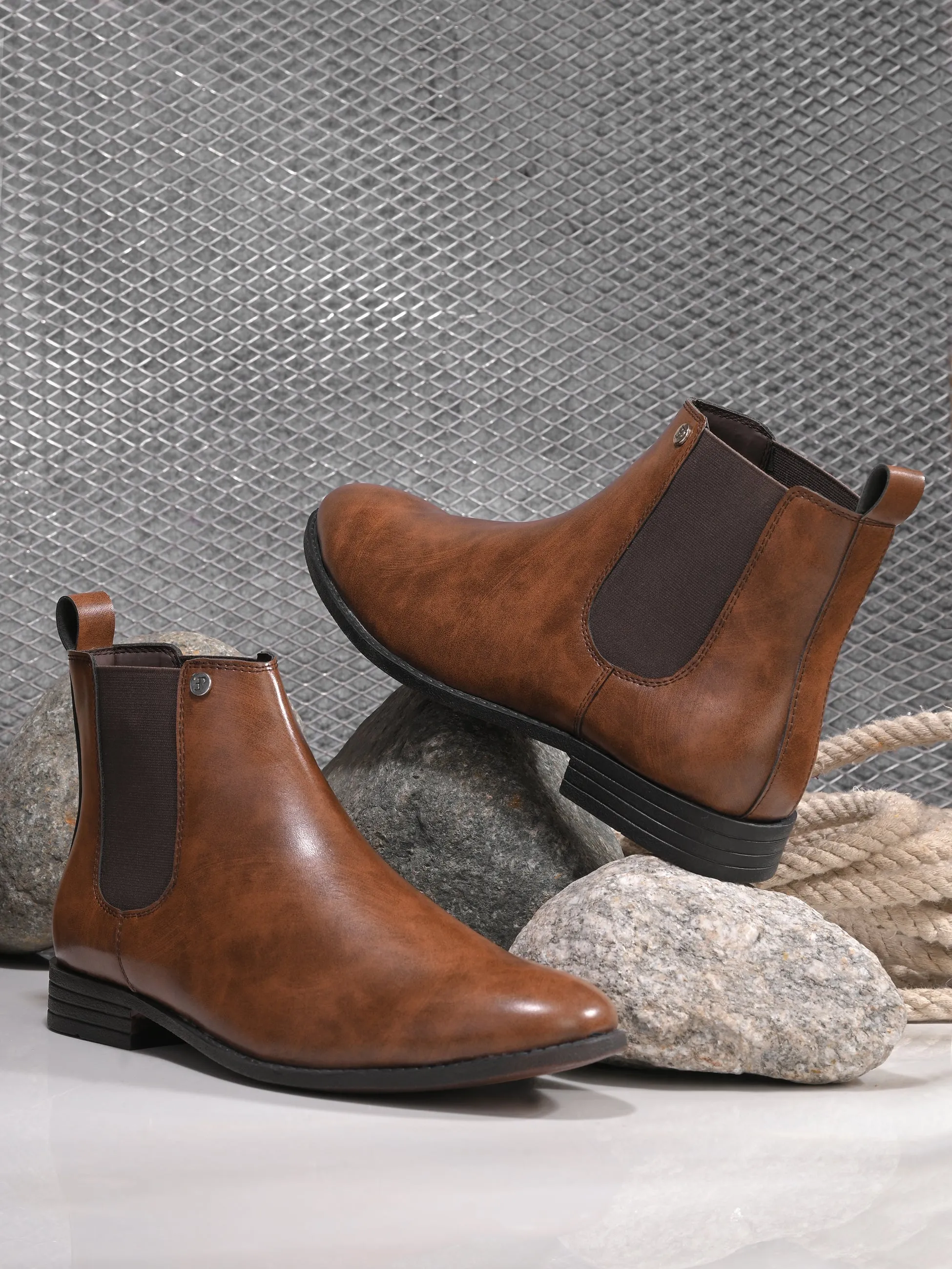 El Paso Men Faux Leather Casual Chelsea Boots